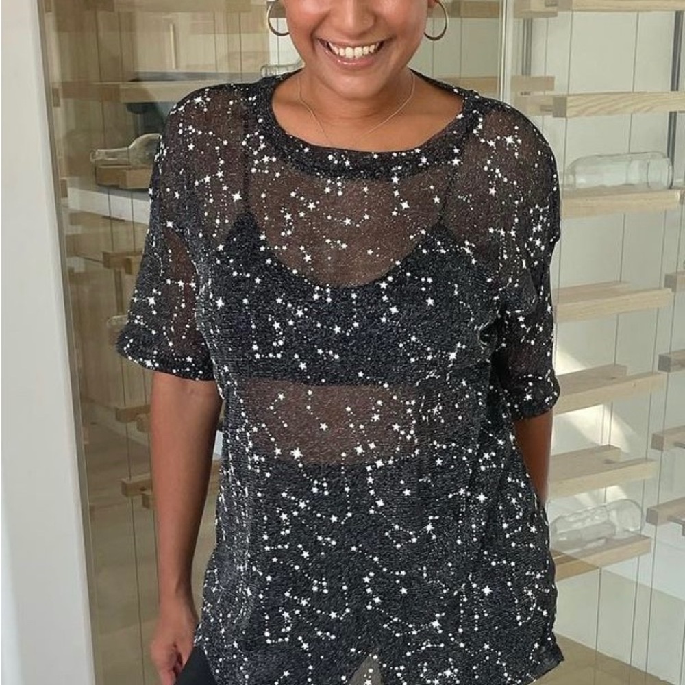 Amazon Size Medium Sheer Shirt Sparkle